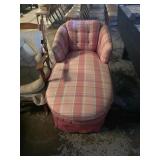 Pink plaid slipper chair
