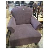 Purple upholstered arm chair