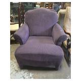 Purple upholstered arm chair