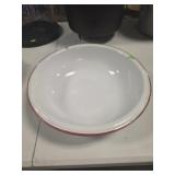 Vintage red and white enamelware bowl