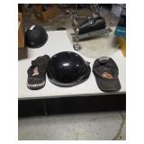 Harley Davidson Helmet and 2 Harley Davidson hats