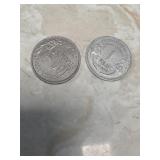 French 1954 100 francs & 1 1944 aluminum franc