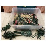 Tote with Christmas cords and lights
