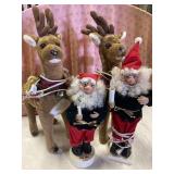 2 deer 2 Santa decor
