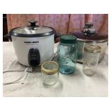 Rice cooker, pot, canning jars