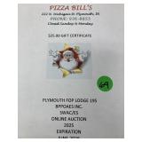 $25 gift certificate Pizza Bills