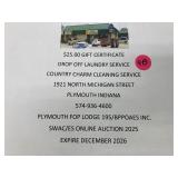 $25 gift certificate drop off laundry service,