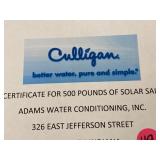 Certificate for 500 lbs. solar salt,
