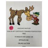 $100 gift certificate towards four tires in stock