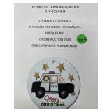 $25 gift certificate Plymouth Lawn and Garden