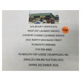 $25 gift certificate drop off laundry service,
