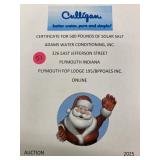 Certificate for 500 lbs. solar salt,