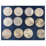 12 presidential and Sacagawea dollars