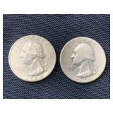 Two silver quarters
