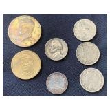 Miscellaneous coins and three V nickels