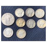 8 silver dimes and a silver quarter