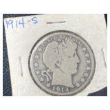 1914 s  silver half dollar