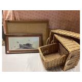 3 baskets, a picture and Cork board