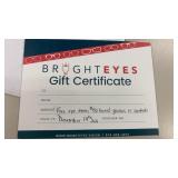 Bright Eyes gift certificate free eye exam $150