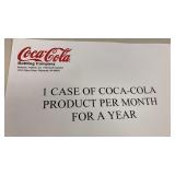 1 case of Coca Cola product per month for a year