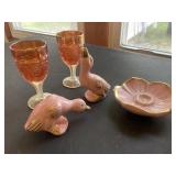 Pink ducks and ring dish