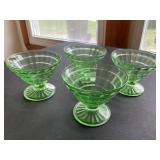 Set of four uranium glass dessert glasses