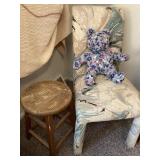 Chair, teddy bear and stool