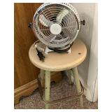 metal stool and fan