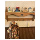 Vintage tins and wood shelf