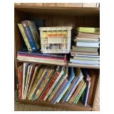 2 shelf bookshelf and books