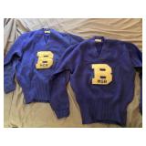 2 vintage Bourbon High School letter sweaters
