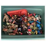 Green tote of toys