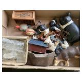 Toy farm animals, wood Noah ark and animals