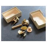 Gold shell cuff links, antique buttons
