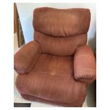 Red fabric lazy boy power recliner