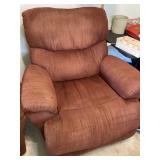 Red fabric lazy boy power recliner