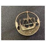 Silver boat pin