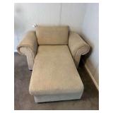 Tan Fabric, Oversized Chair with Ottoman