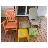 (2) Resin Rocking Chairs, (3) Patio End Tables