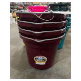 (4) Maroon Feed Buckets