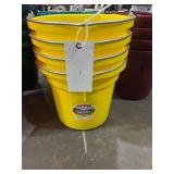 (4) Yellow Feed Buckets