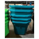 (5) Turquoise Feed Buckets