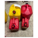 (1) 1 Gallon Gas Can, (1) 2 Gallon Gas Can, (1) 5 Gallon Diesel Can, & (1) 5 Gallon Gas Can