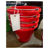 (4) Red Feed Buckets
