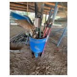 Barrel of Yard Tools - Shovels, Rakes, Sledge Hammer, Hole Diggers (2 Sets),