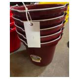 (5) Maroon Feed Buckets