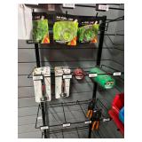 Display, Fuel Lines, (8) Weed Eater Strings, (5) Gas Jug Spouts, & (2) Lineman Pliers