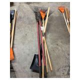 Post Hole Digger, Shovel, 8" Rake & (2) Medium Duty Rakes