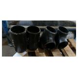 (4) Weld-On Tee Fittings, Inline 4"x4", 4" Tee