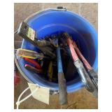 Bucket of Tools, Wrenches, Bolt Cutters, Screw Drivers, & Pliers